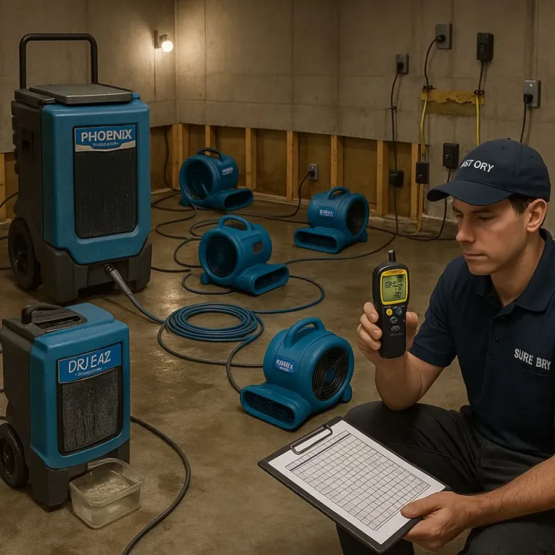 Structural Drying and Dehumidification process in Shandon, CA